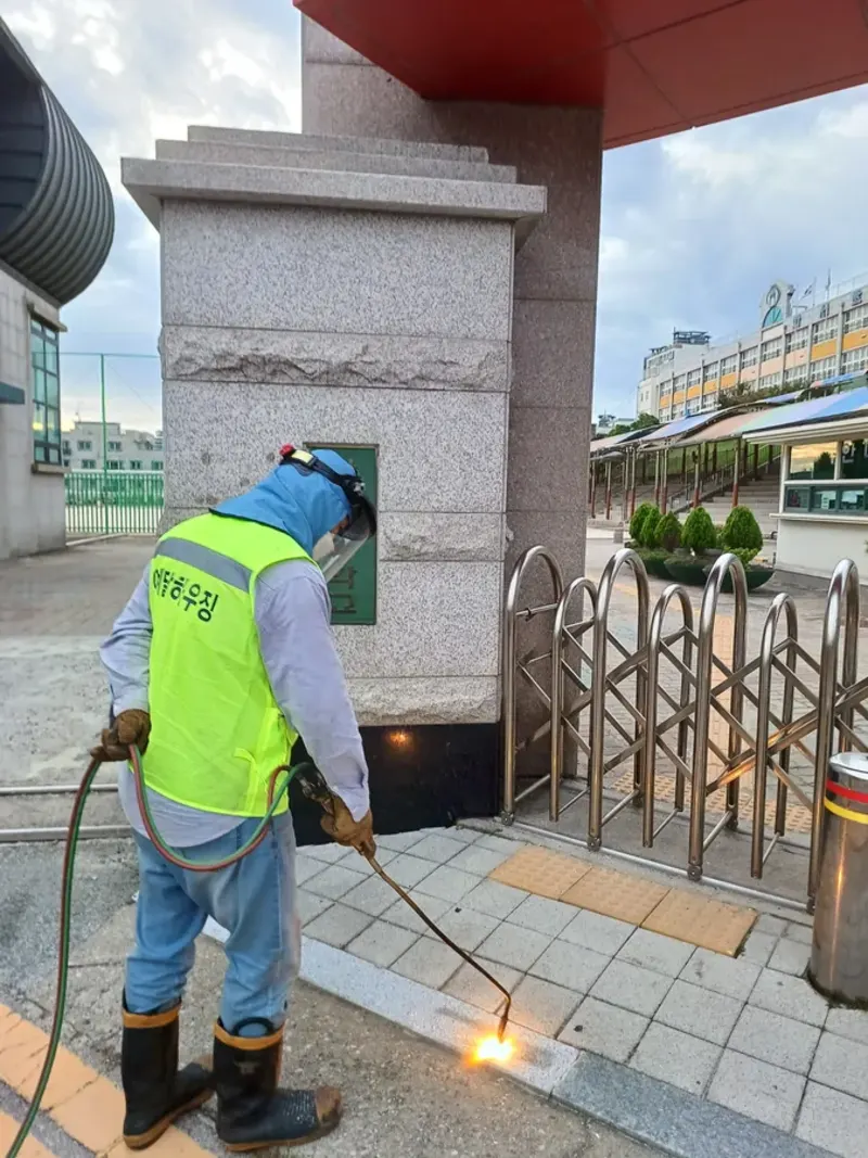 건물 화단석 경계석버너작업